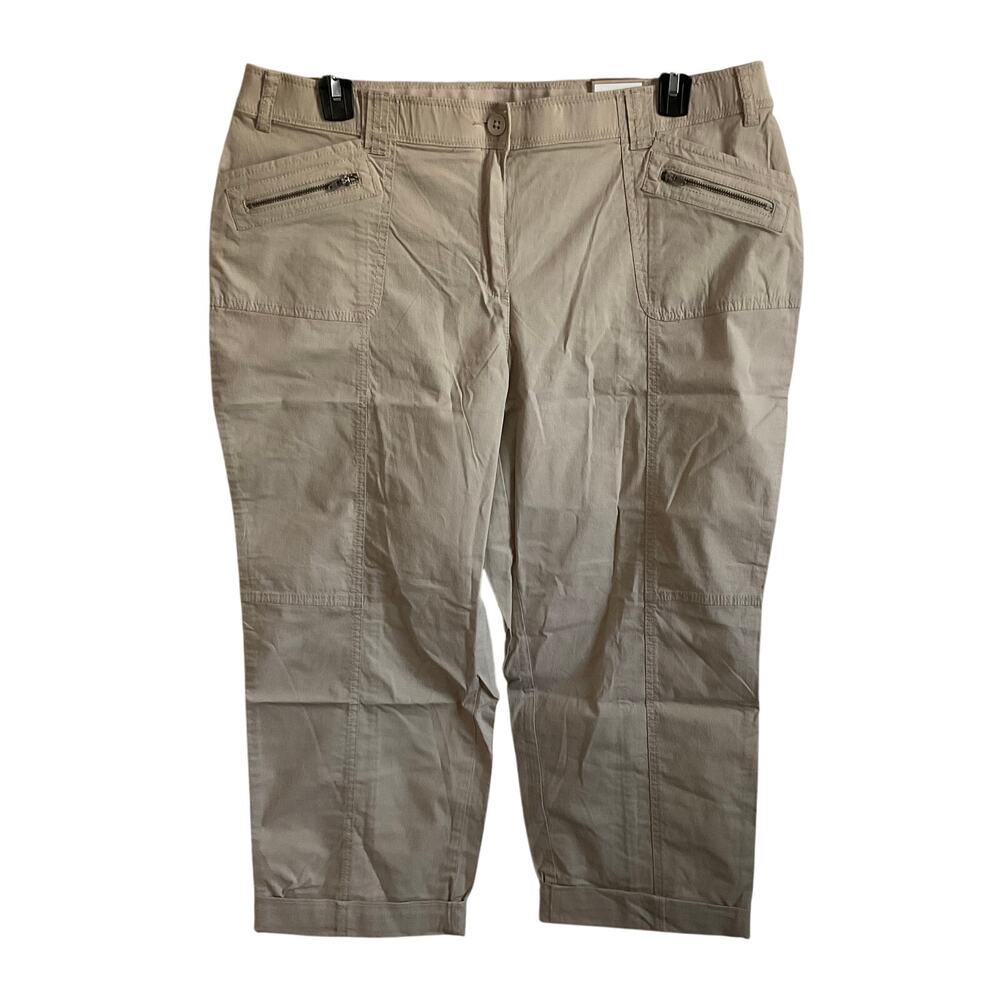 Chico’s The Ultimate Fit Ripstop New Khaki Crop Utility Pants - 16 - NEW